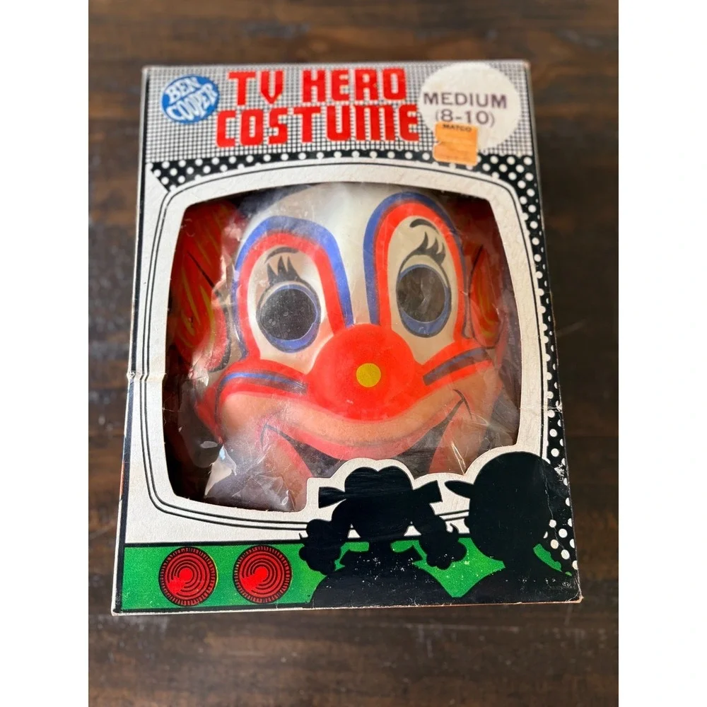 Vintage 1966 Ben Cooper TV Hero Costume‎ & Mask Bozo The Clown with Box